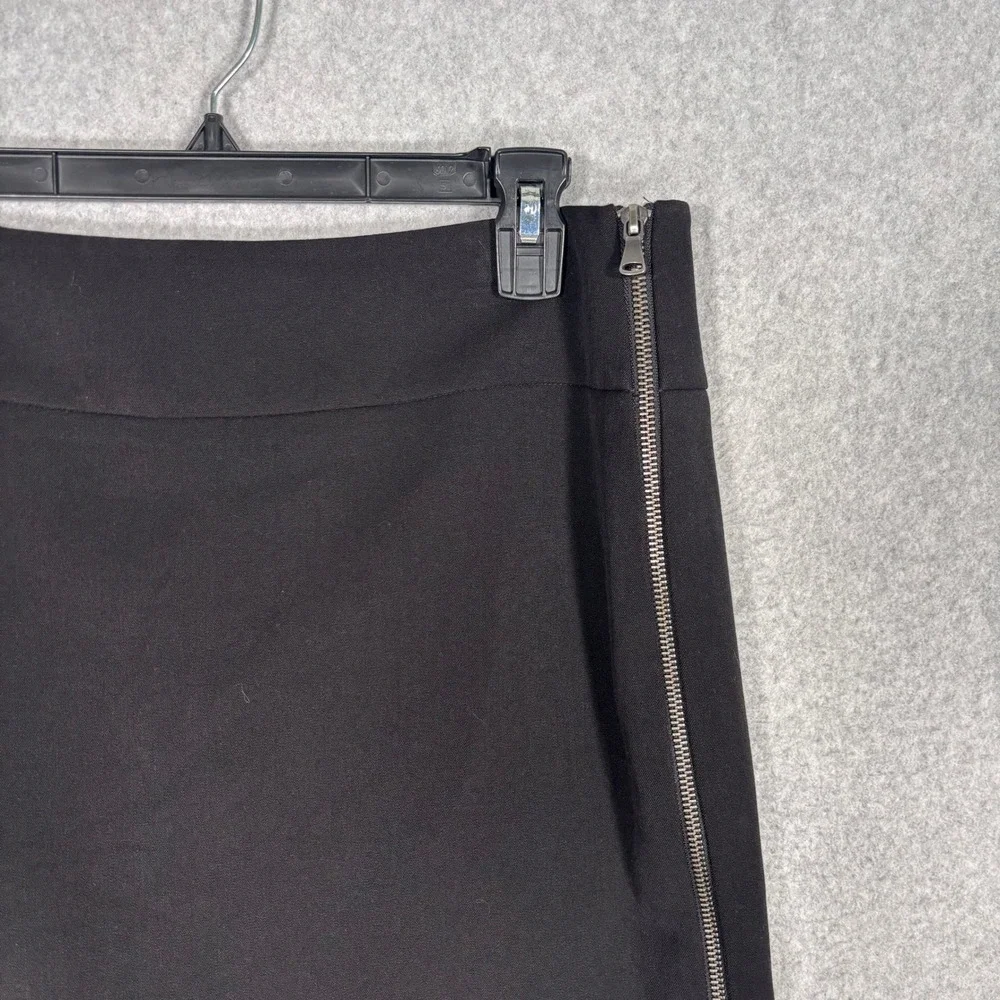 Anne Klein Zipper Mini Skirt 6 Black Ponte Knit Stretch Career Glam Party 90s